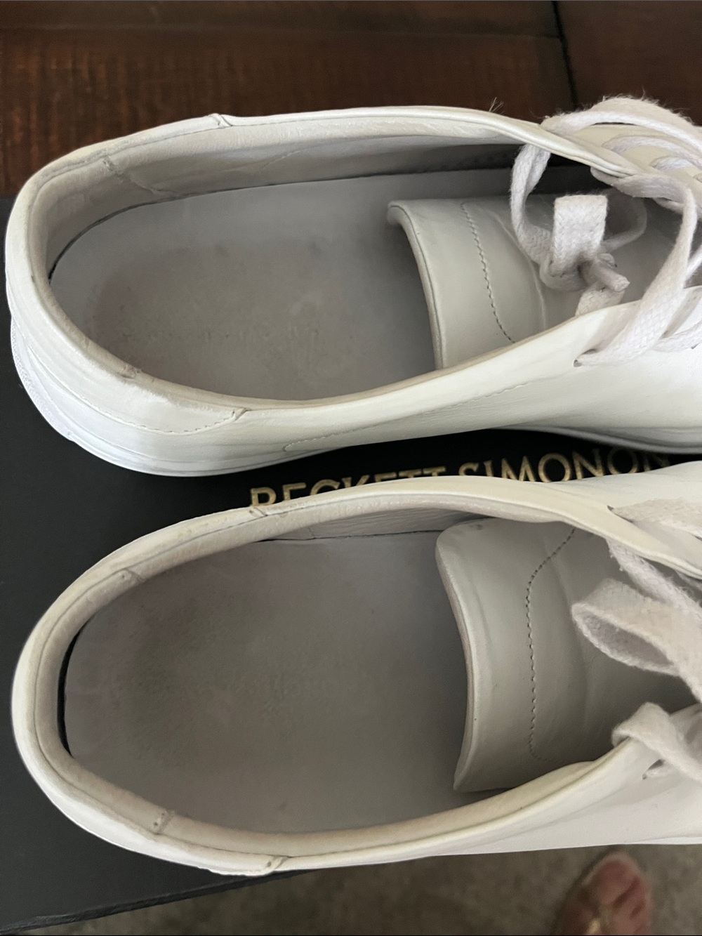 Beckett Simonon White Leather Low-Top Sneakers with Tonal Laces - Picture 2 of 16